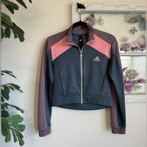 Adidas Women’s Cropped Track Jacket Full Zip Colorblock Size Small
